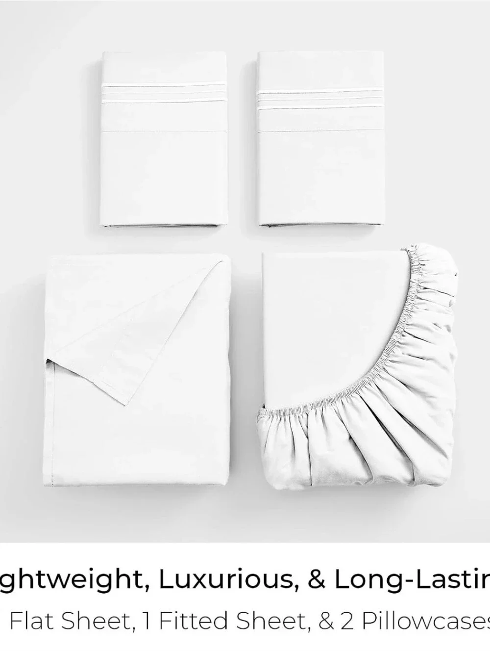 NEW! Mellanni Iconic 4-Piece, Ultra Soft Sheet Set King, White AWARD-WINNING